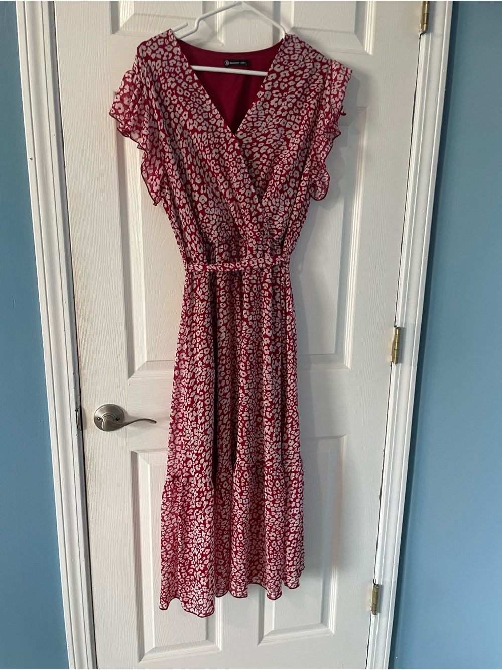 Floral Wrap Midi Dress - Red